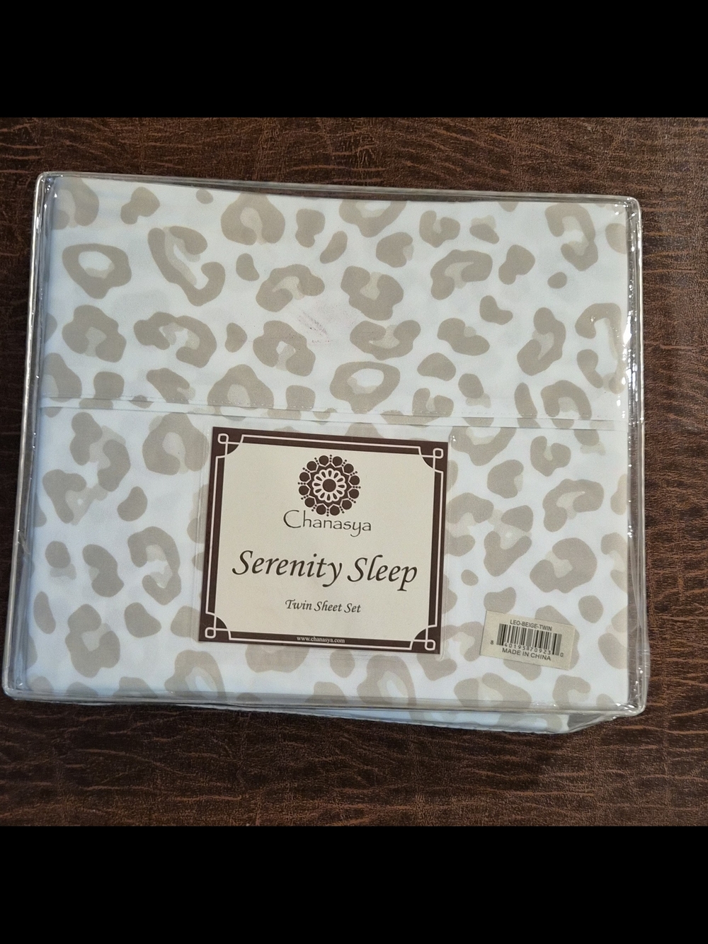 Serenity Sleep Twin Sheet Set by - Taupe Leopard Print